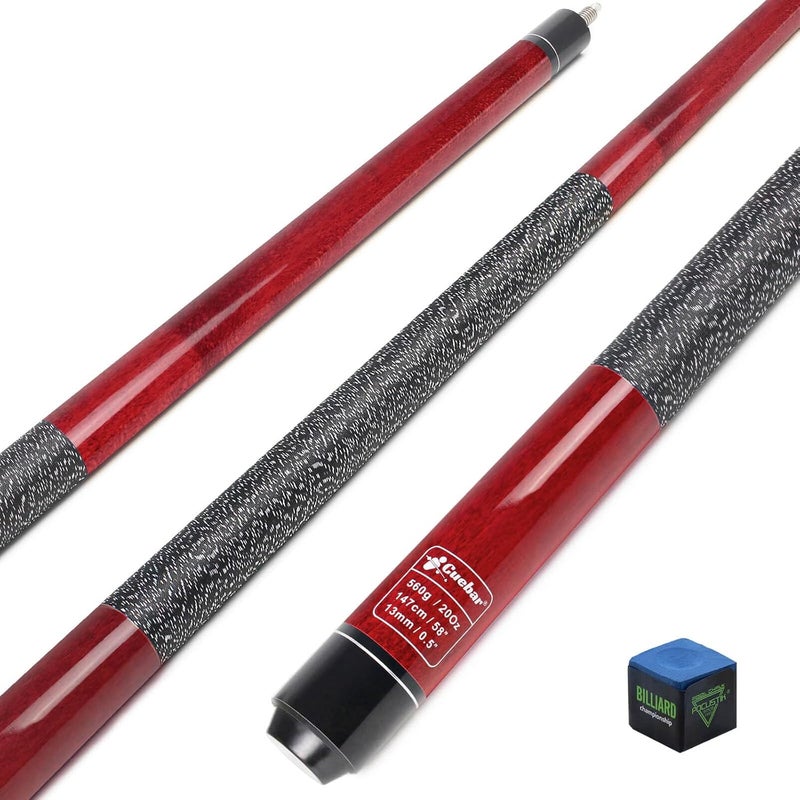 CUEBAR Pool Stick for Adults - 58" 2-Piece Maple Billiard Cue with 13mm Tip & Linen Grip - Choose from 8 Colors & 4 Weights (18-21oz) - Perfect for Home Bar or Game Room - Image 1